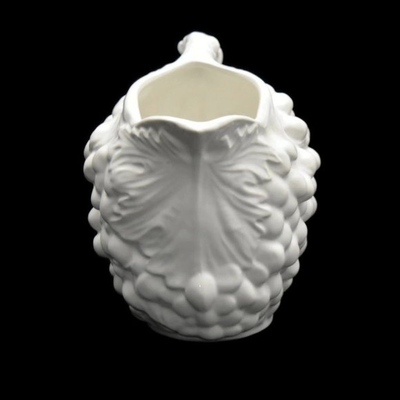 Pier 1 Pitcher White Ceramic Embossed Grapes and Leaves Made in Italy - Picture 5 of 8